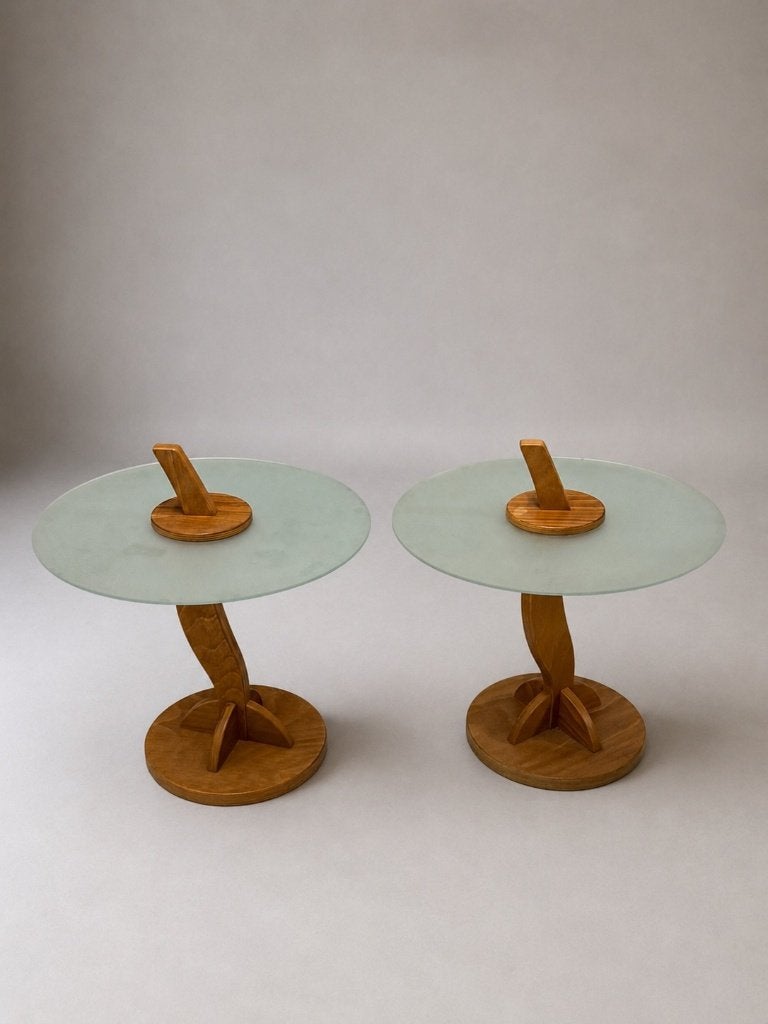 Space Age bijzettafels – set van 2, Huis en Inrichting, 45 tot 60 cm, Minder dan 55 cm, Rond, Ophalen of Verzenden