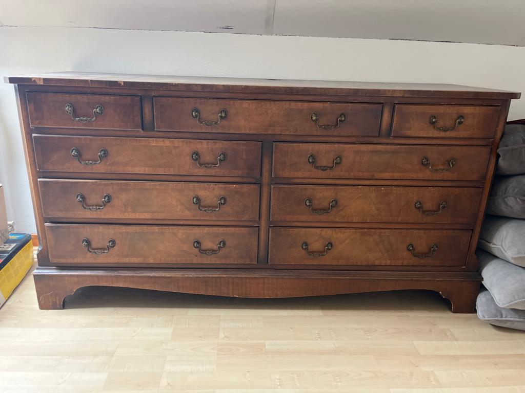 Vintage Wortelnoten Houten Dressoir met Gebruikssporen, Gebruikt, 150 tot 200 cm, Ophalen of Verzenden, Met lade(s)