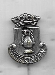 VLISSINGEN WAPEN LOGO SPELD METAAL NR 2, Ophalen of Verzenden, Gebruikt, Stad of Land, Speldje of Pin