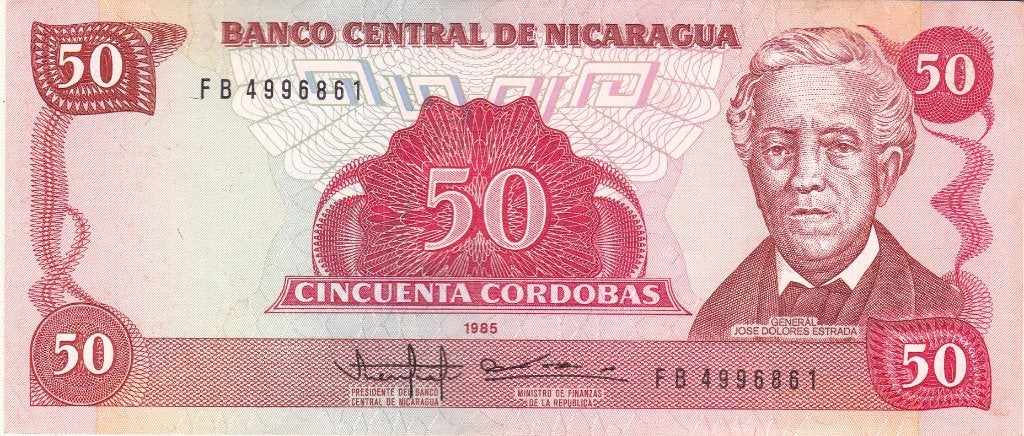 BANCO NICARAGUA 1985 50 CORDOBAS PRACHTIG / UNC, Ophalen of Verzenden
