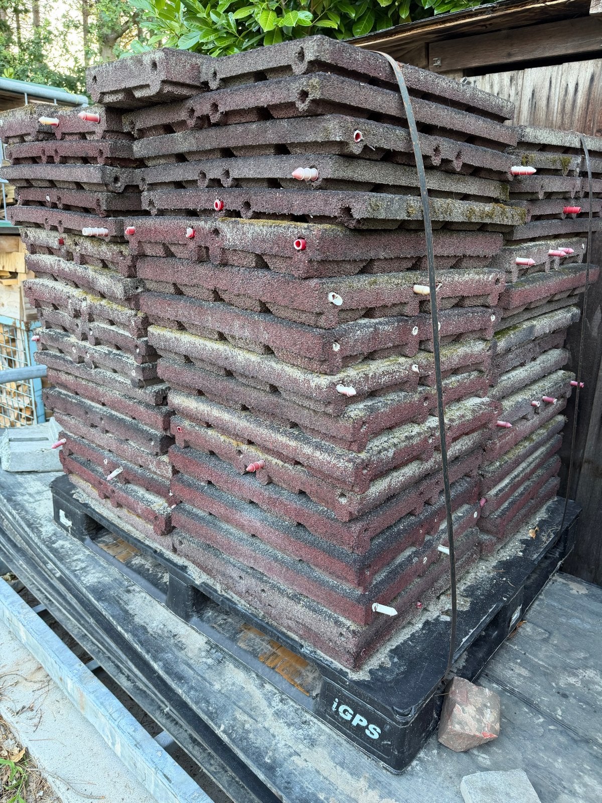 Rubberen terrastegels, rood, gebruikt, 10 m² of meer, Ophalen, Gebruikt, Rubber, 10 m² of meer