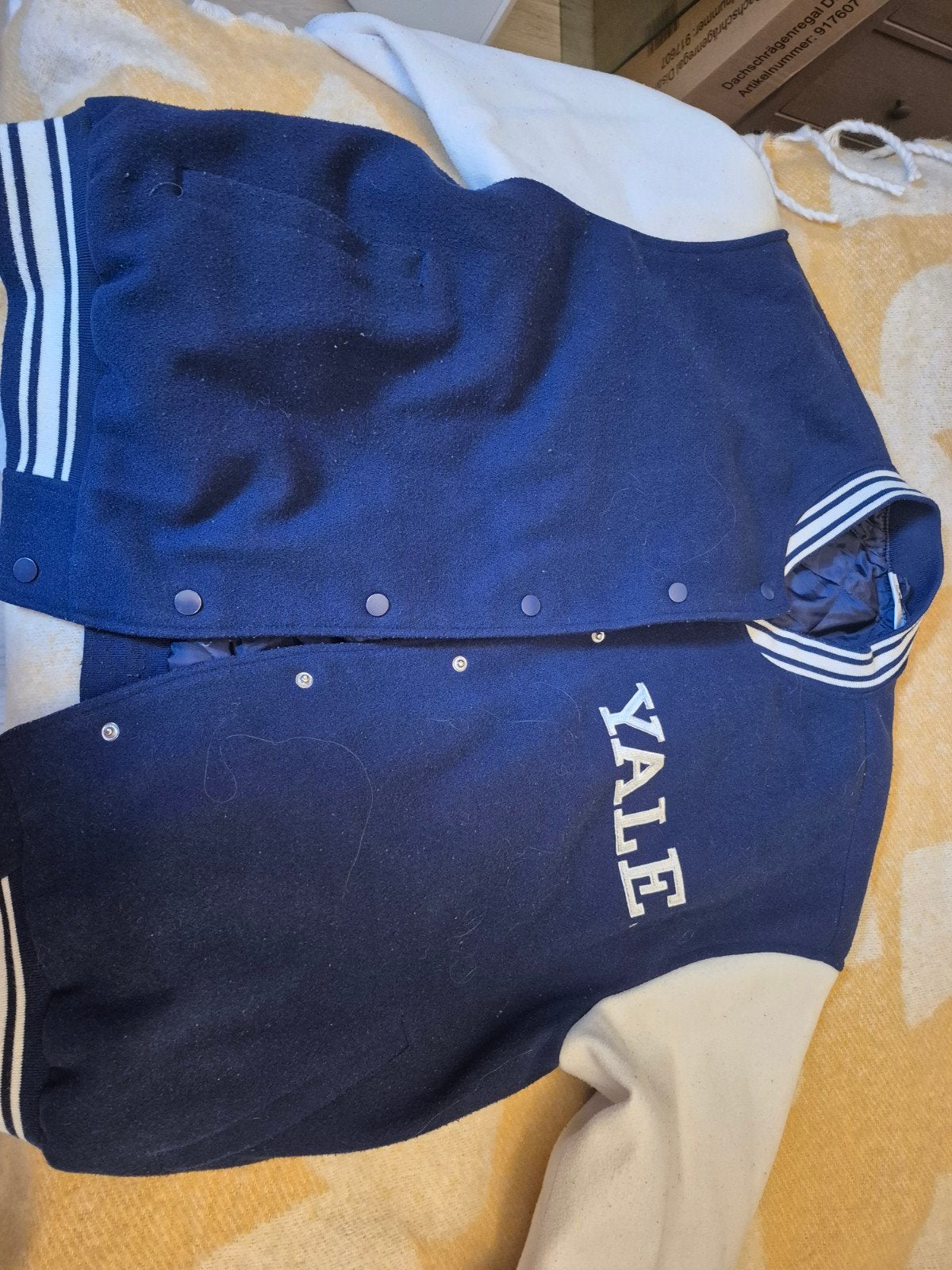 Yale University Varsity Jacket maat M - Gedragen  in goede s, Maat 38/40 (M), Yale University, Blauw, Ophalen of Verzenden