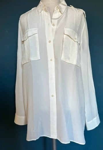 Blouse ivory 100% zijde 42, Kleding | Dames, Blouses en Tunieken, Ophalen of Verzenden, Nieuw, Maat 42/44 (L), Overige kleuren