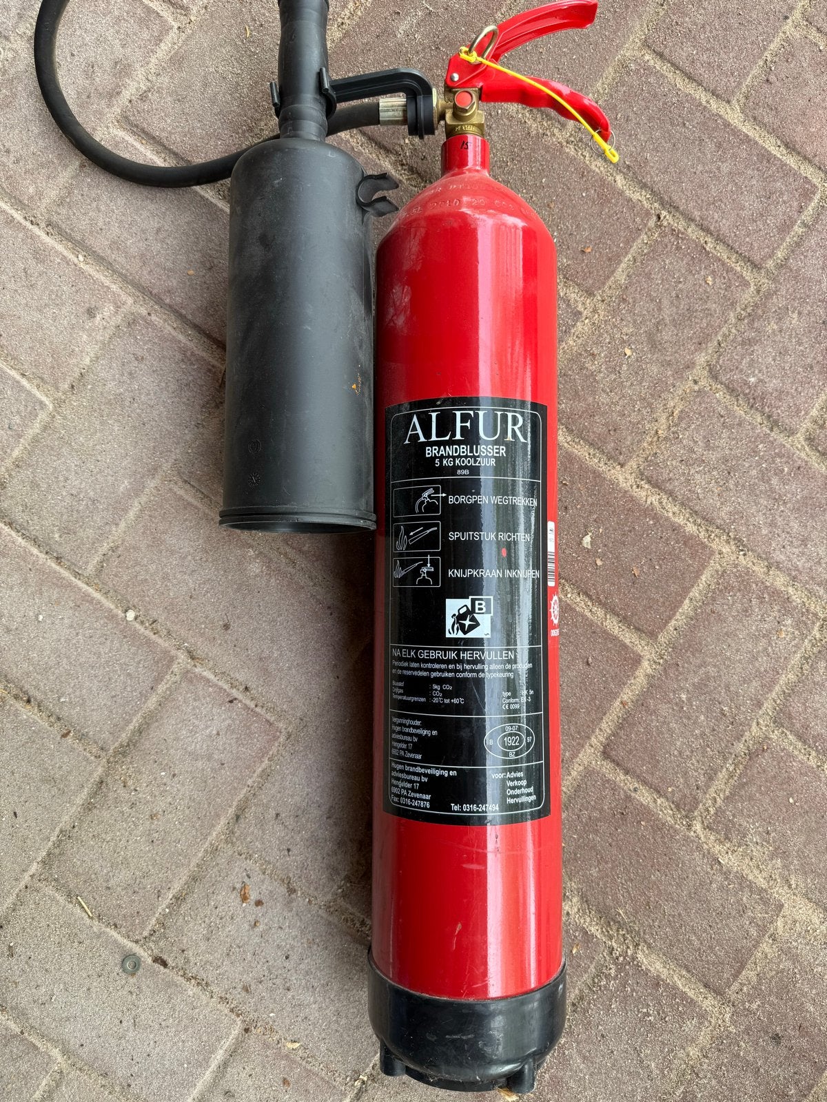 ALFUR Brandblusser 5 KG Kooldioxide (CO2), Ophalen of Verzenden, Gebruikt, Brandblusser