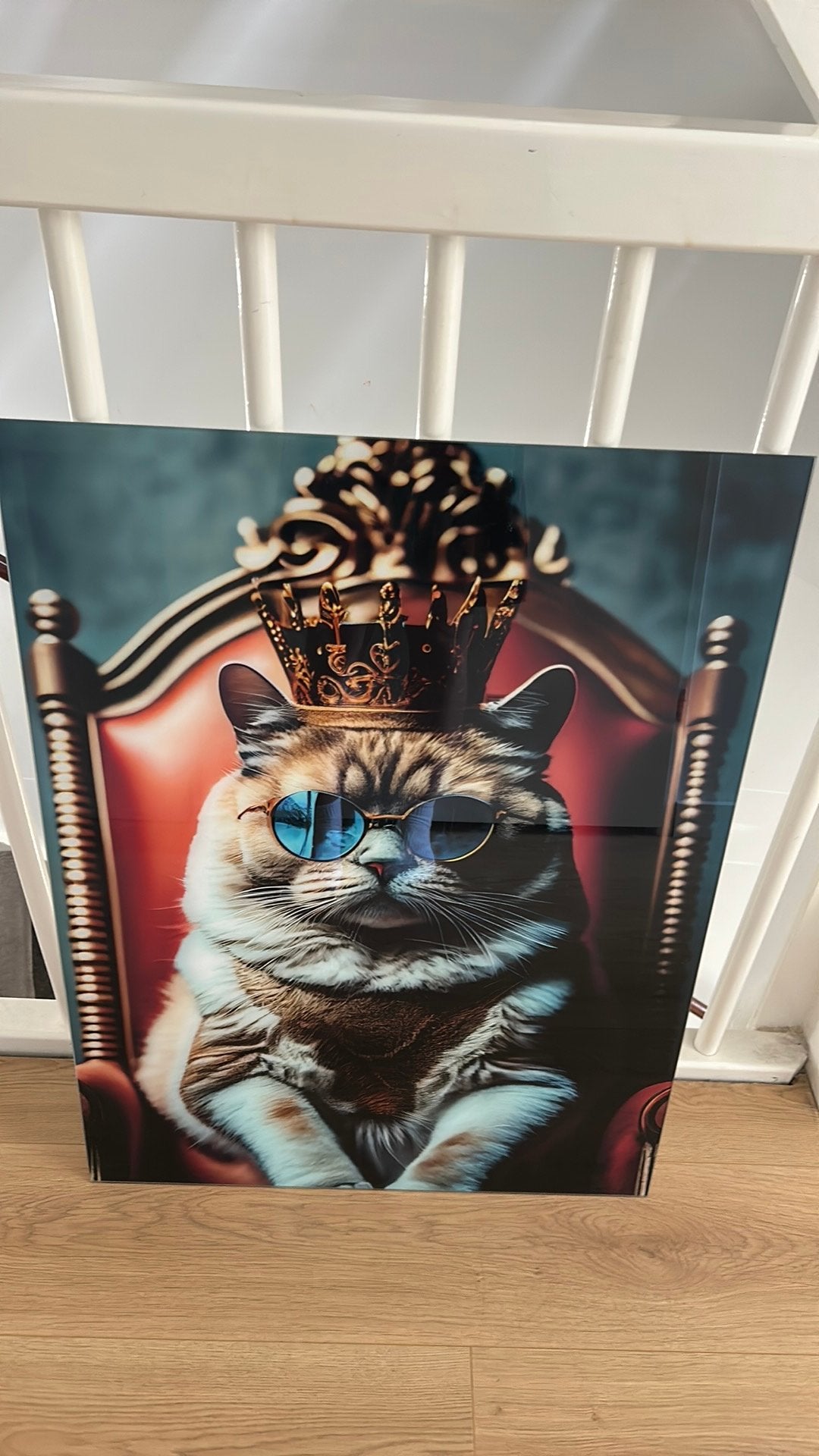 PURE LIVING Schilderij glas The Cat Is King 60x80 cm, Ophalen, Zo goed als nieuw, Schilderij