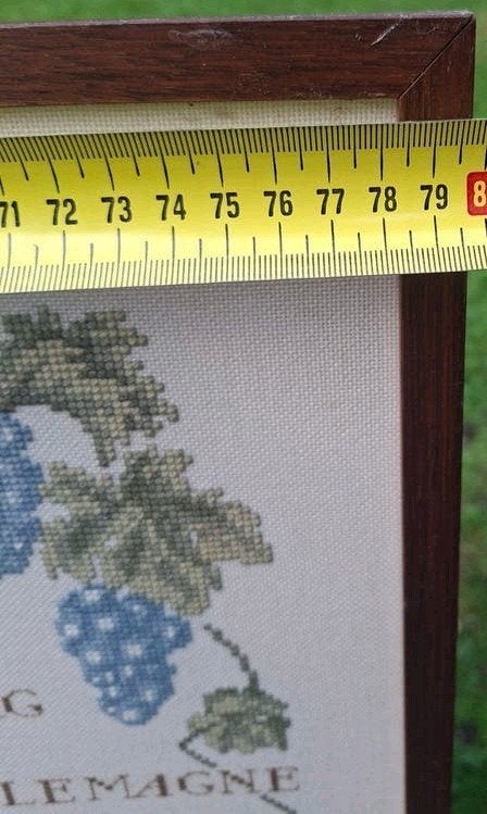 Geborduurde kaart van de Franse wijngebieden in lijst, Ophalen, Gebruikt, Overige typen, 75 tot 100 cm