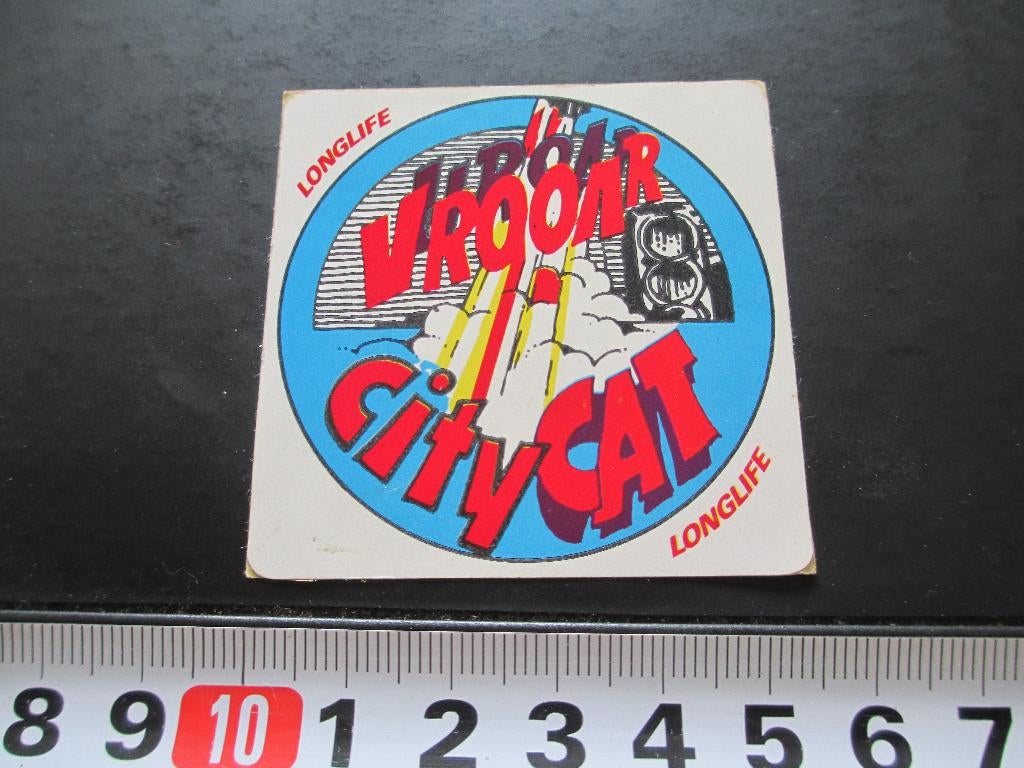 sticker kauwgom longlife strip city cat vrooar, Verzamelen, Stickers, Zo goed als nieuw, Ophalen