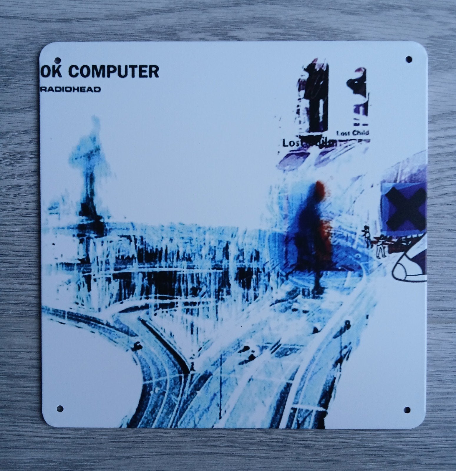 Radiohead Ok Computer 20x20 cm Metalen Reclamebord, Verzamelen, Ophalen of Verzenden, Nieuw, Poster, Artwork of Schilderij
