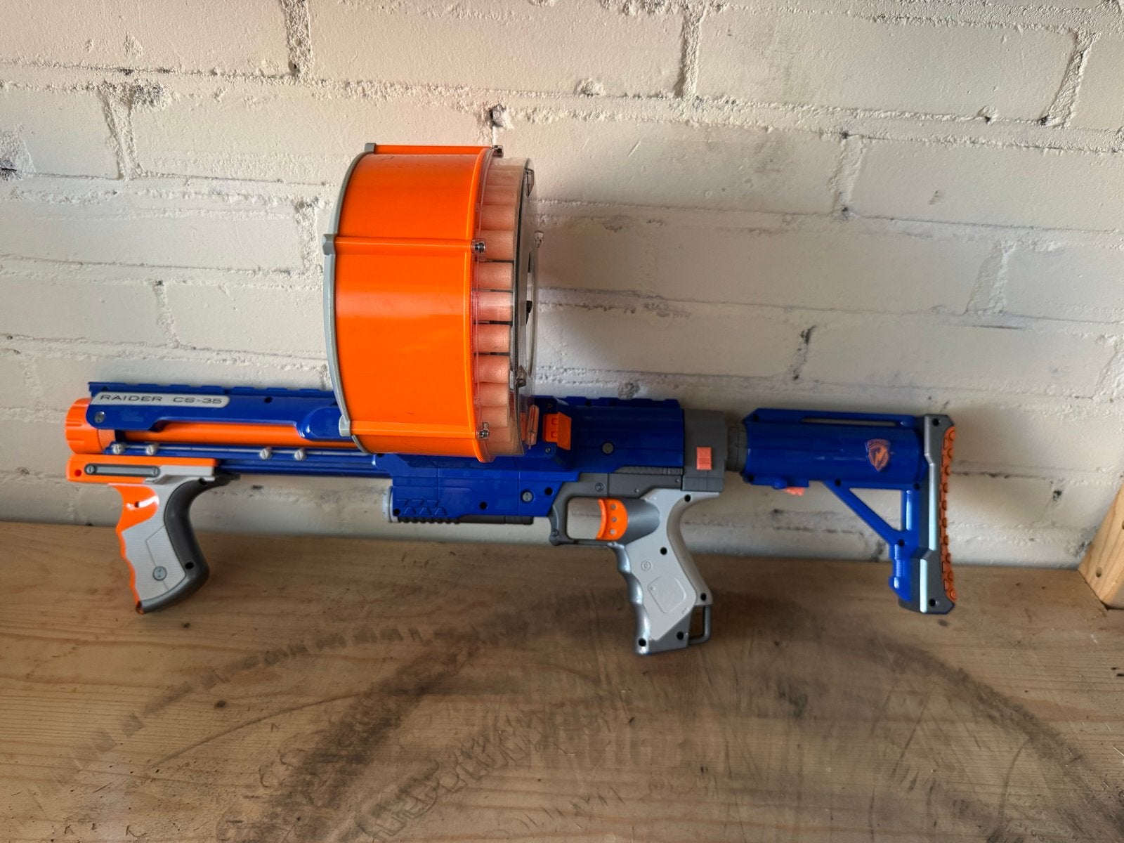 Nerf N-Strike Raider CS-35 Blaster met drummagazijn, Ophalen, Gebruikt, Jongen of Meisje
