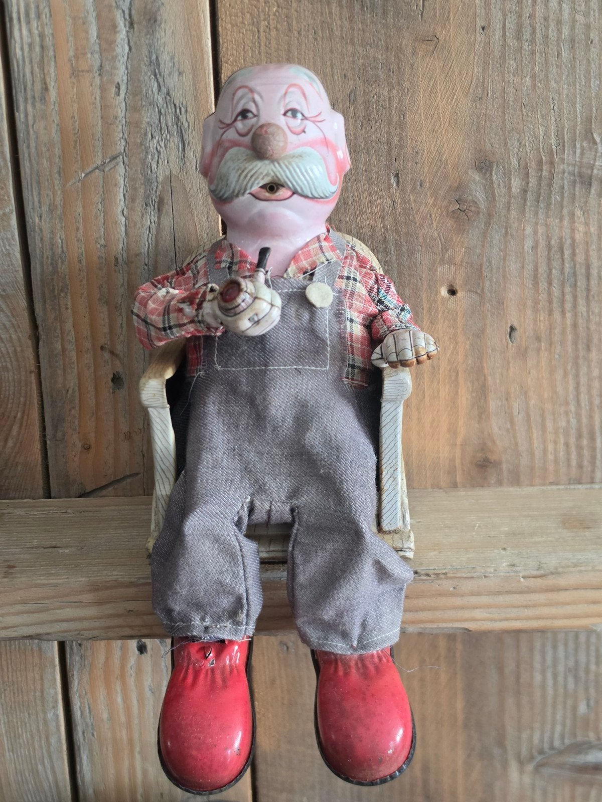 Vintage jaren 1950s SAN Japan Smoking Grandpa Blikken Opa, Ophalen of Verzenden