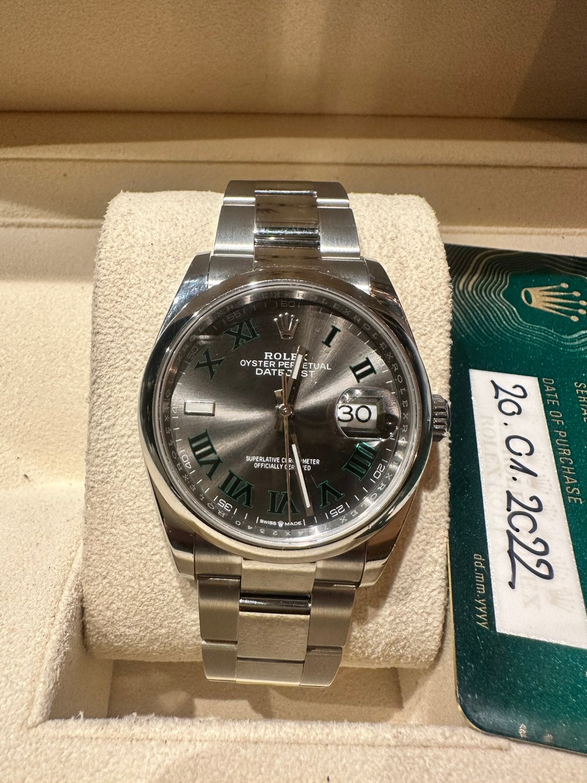 Rolex Datejust 126200 Wimbledon - Zo goed als nieuw, Sieraden, Tassen en Uiterlijk, Horloges | Heren, Polshorloge, Ophalen of Verzenden