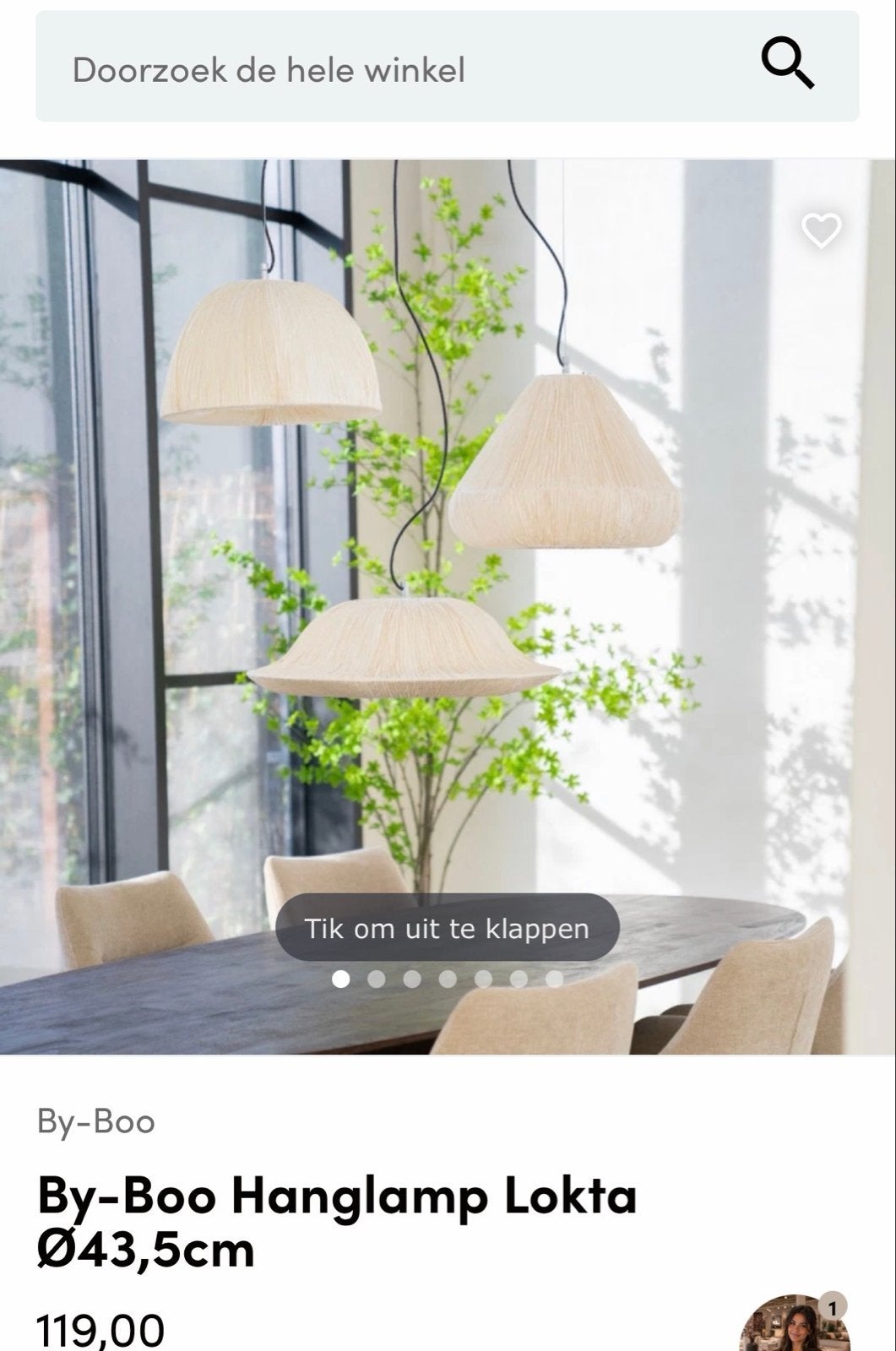 Moet weg! By-Boo Hanglamp Lokta Ø43,5cm, Huis en Inrichting, Ophalen, Nieuw, Natuurlijk materiaal