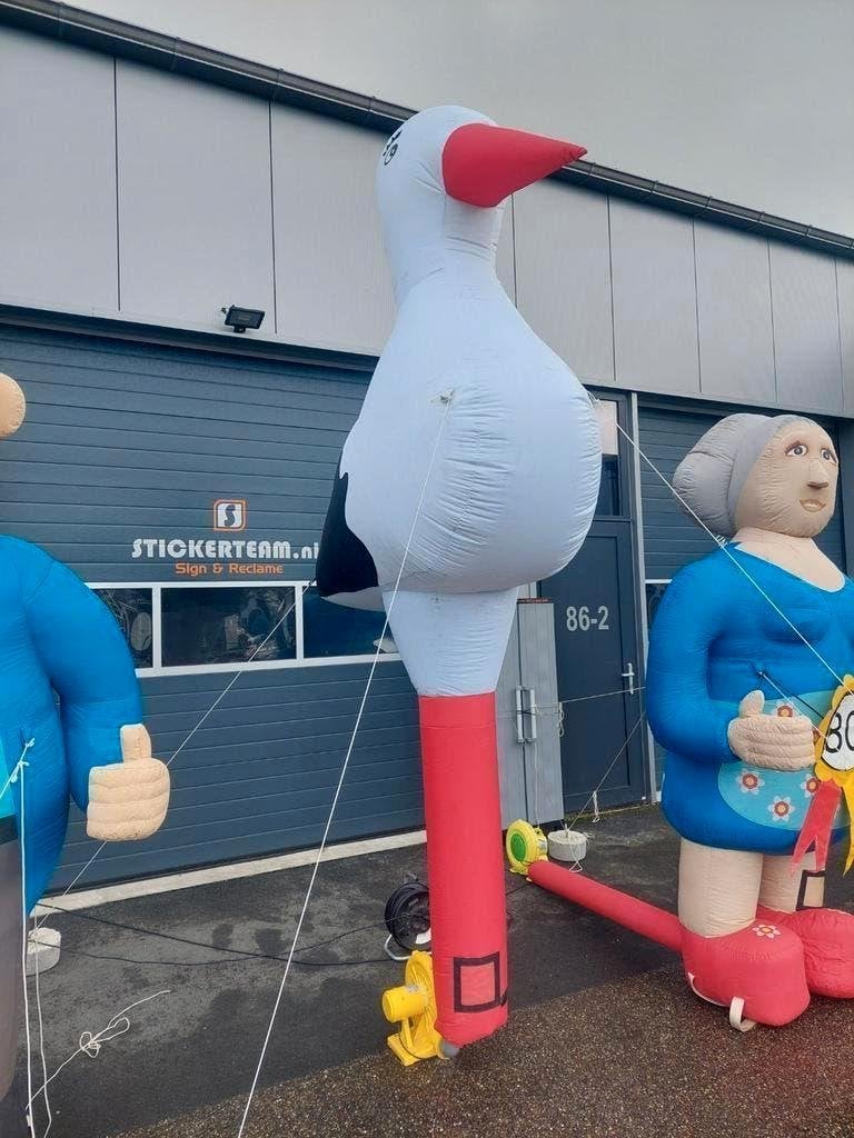 Te huur: geboorte ooievaar, opblaasbare Abraham en, Hobby en Vrije tijd, Ophalen of Verzenden, Gebruikt, Geboorte of Huwelijk