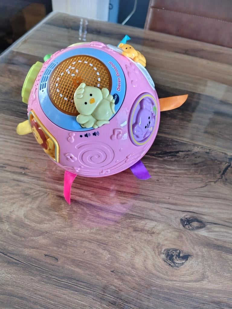 Zgan. Vtech dieren draaibal roze, Kinderen en Baby's, Speelgoed | Vtech, Ophalen of Verzenden, Zo goed als nieuw, 6 maanden tot 2 jaar