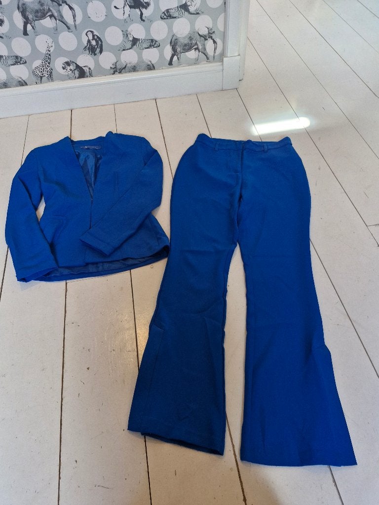 Prachtig kobalt blauw pak! Maat s/m, Kostuum of Pak, Blauw, Ophalen of Verzenden, Zo goed als nieuw