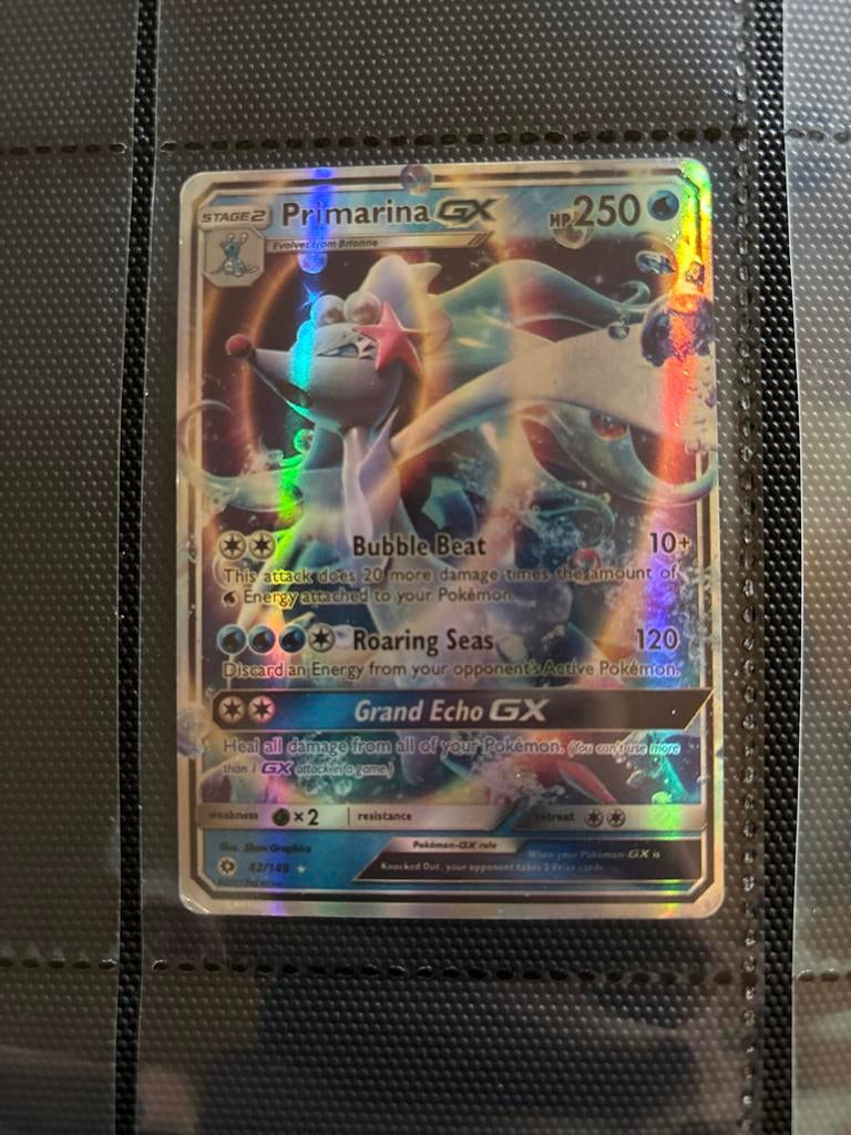 Primarina GX 42/149 Sun & Moon Pokémon kaart, Ophalen of Verzenden, Gebruikt, Losse kaart