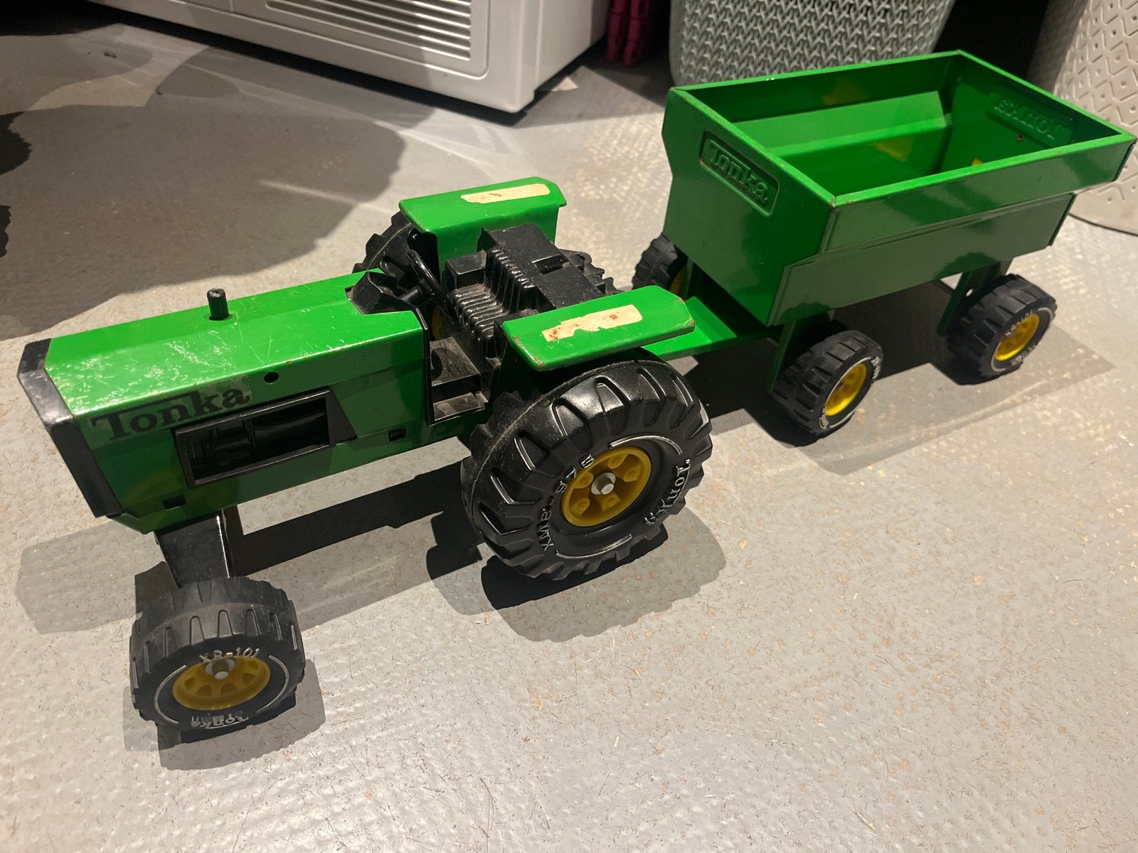Vintage Tonka Tractor met Aanhanger - Groen Speelgoed, Ophalen of Verzenden, Gebruikt