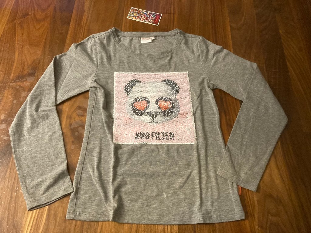 Coolcat emoji grijs shirt longsleeve hoofd panda 146-152!, Meisje, Coolcat, Ophalen of Verzenden, Zo goed als nieuw