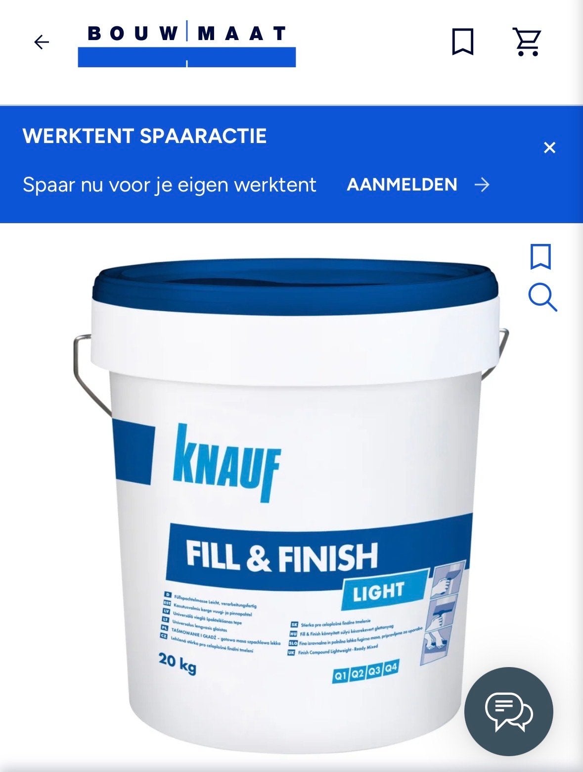 Knauf Fill & Finish Light - (10) kg emmer, Wit, Ophalen of Verzenden, 15 tot 20 liter, Verf