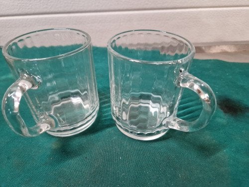 theekoppen vintage gestreept glas, Ophalen of Verzenden