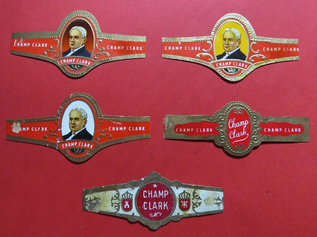 5x Sigarenbandjes Champ Clark * 17-9 1, Ophalen of Verzenden, Gebruikt, Sigarenbandjes