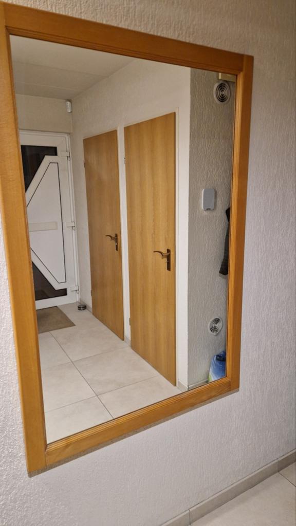Grote spiegel met beuken houten lijst, Ophalen, Zo goed als nieuw, Rechthoekig