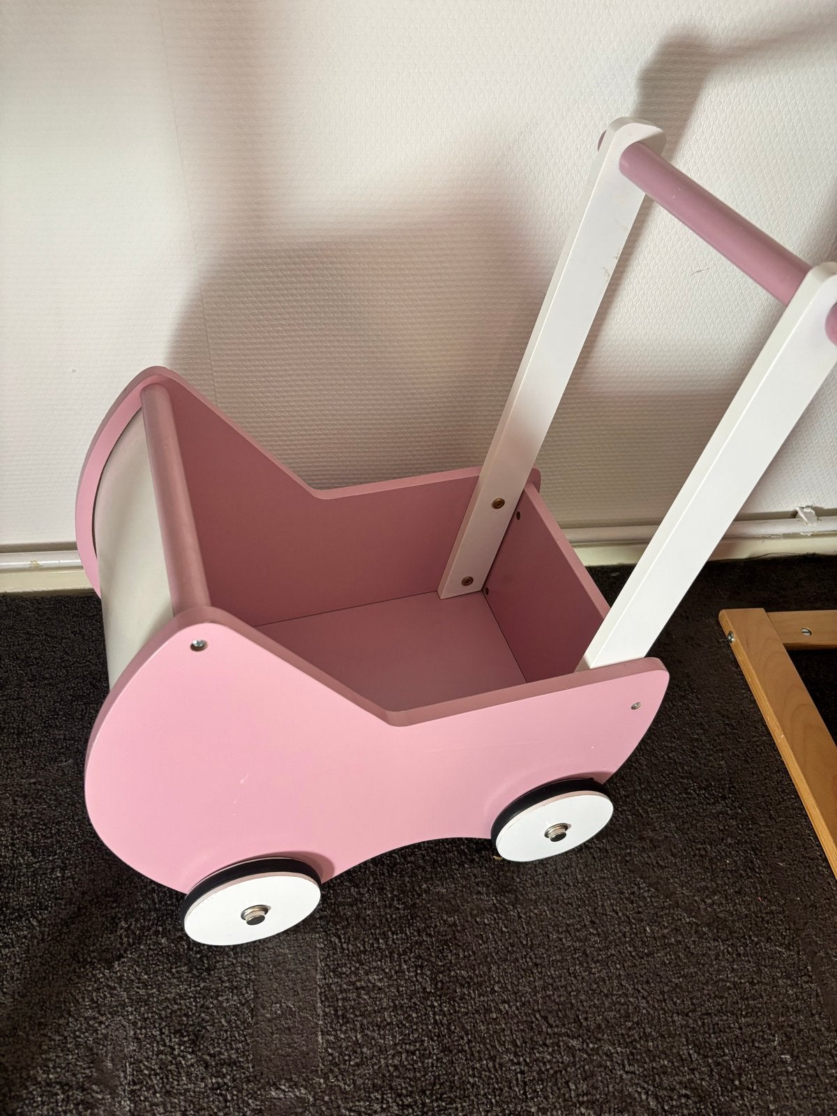 Houten kinderwagen voor poppen - Roze/Wit, Ophalen, Gebruikt, Overige typen