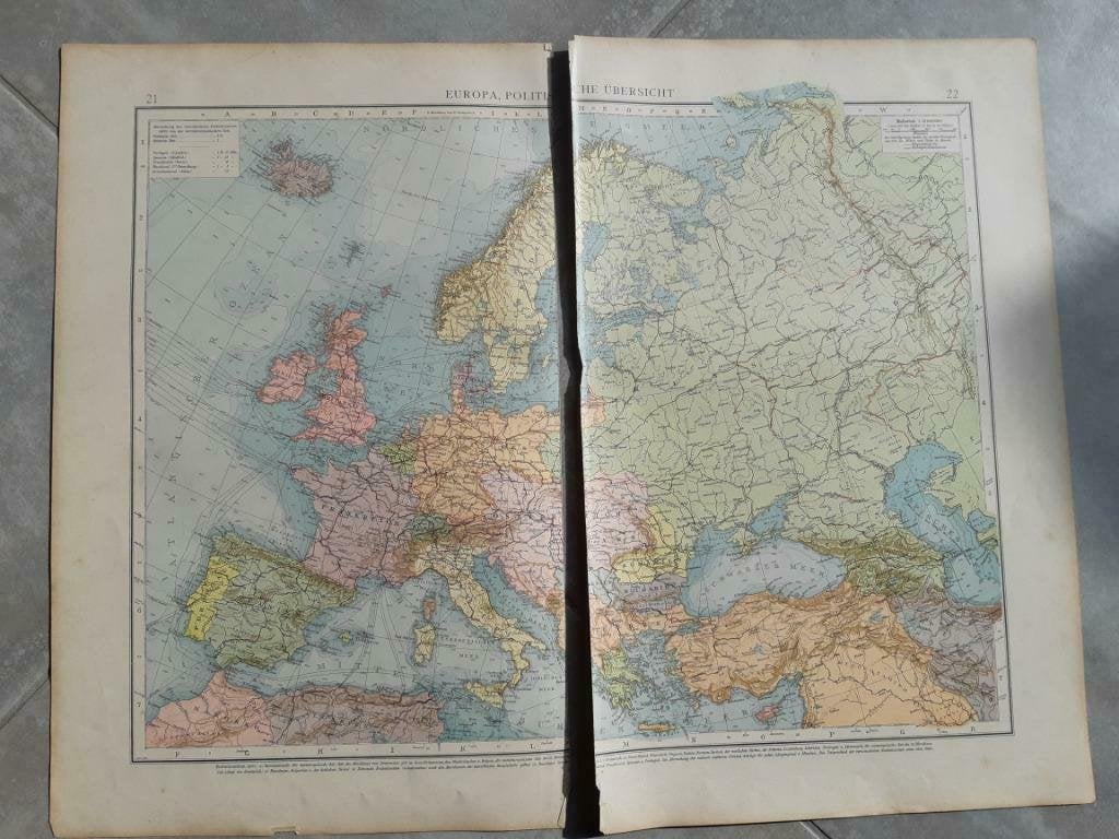 21-22/ Europa politiek overzicht litho uit 1899, Ophalen of Verzenden