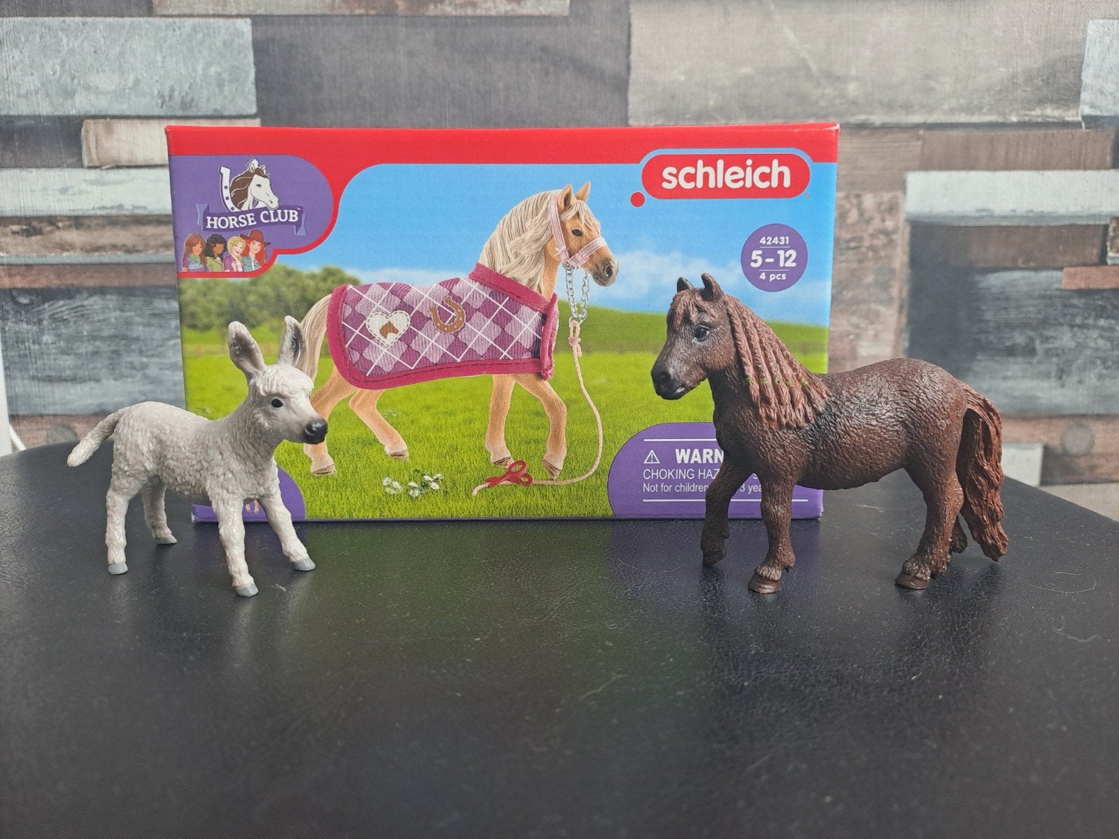 Schleich set met paarden en ezel, Ophalen of Verzenden, Zo goed als nieuw, Paard, Beeldje of Figuurtje