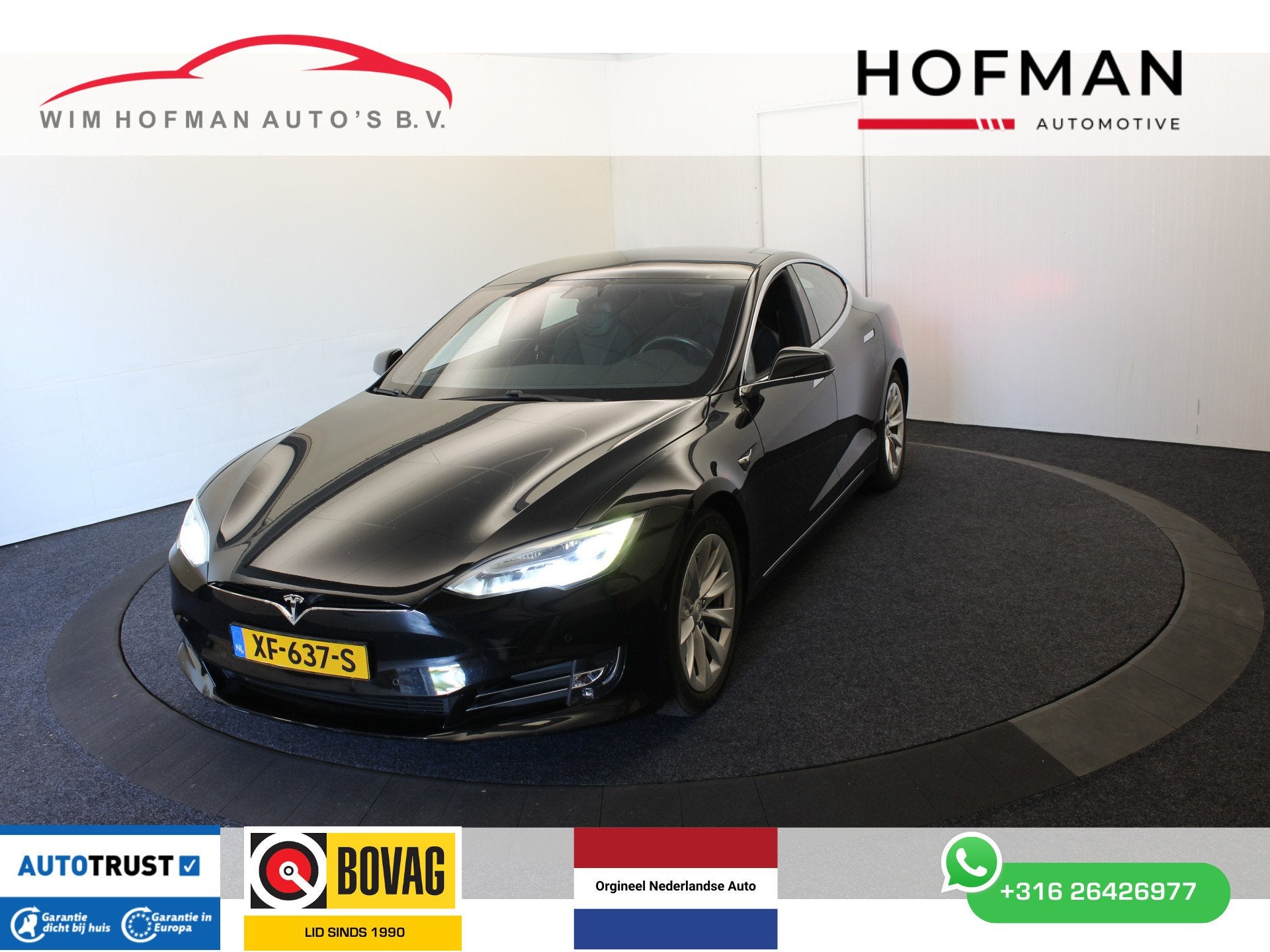Tesla Model S 75D Panorama Luchtvering 4x4 Autopilot 2.5 Cam, Zwart, Model S, Leder en Stof, Zwart