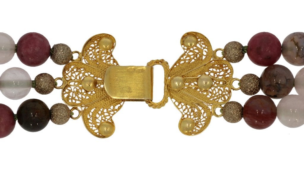 Edelsteen fraaie 14k gouden filigrain sluiting ketting luxe, Voordeelsieraden, Verzenden, Zo goed als nieuw, Met edelsteen