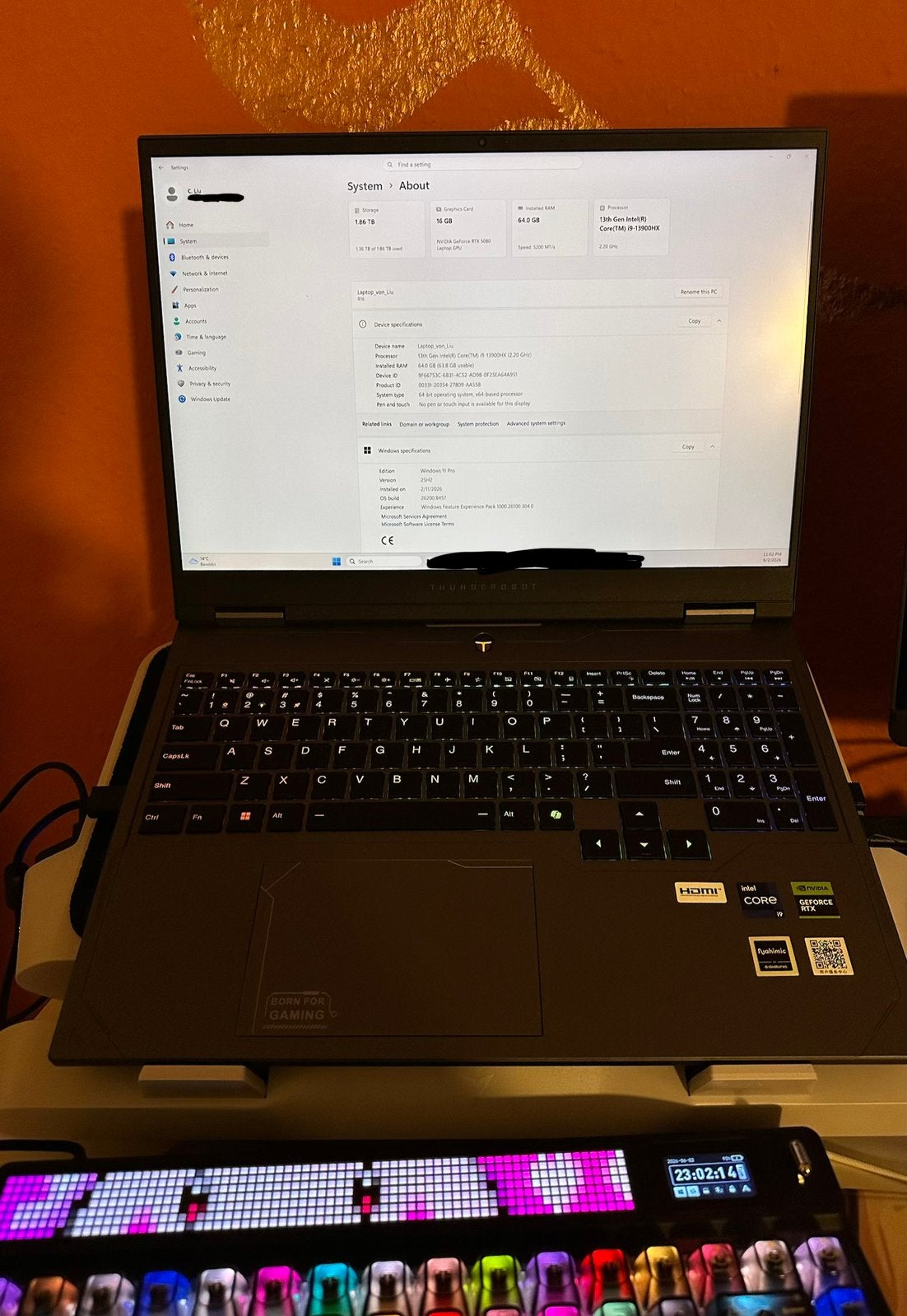 High-End Gaming Laptop RTX 5080, 64 GB RAM, Computers en Software, Windows Laptops, 64 GB of meer, Gebruikt, Ophalen of Verzenden