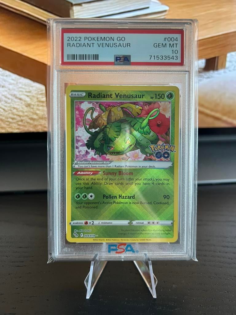 Radiant Venusaur Pokémon GO #004 PSA 10, Ophalen, Nieuw, Losse kaart, Foil
