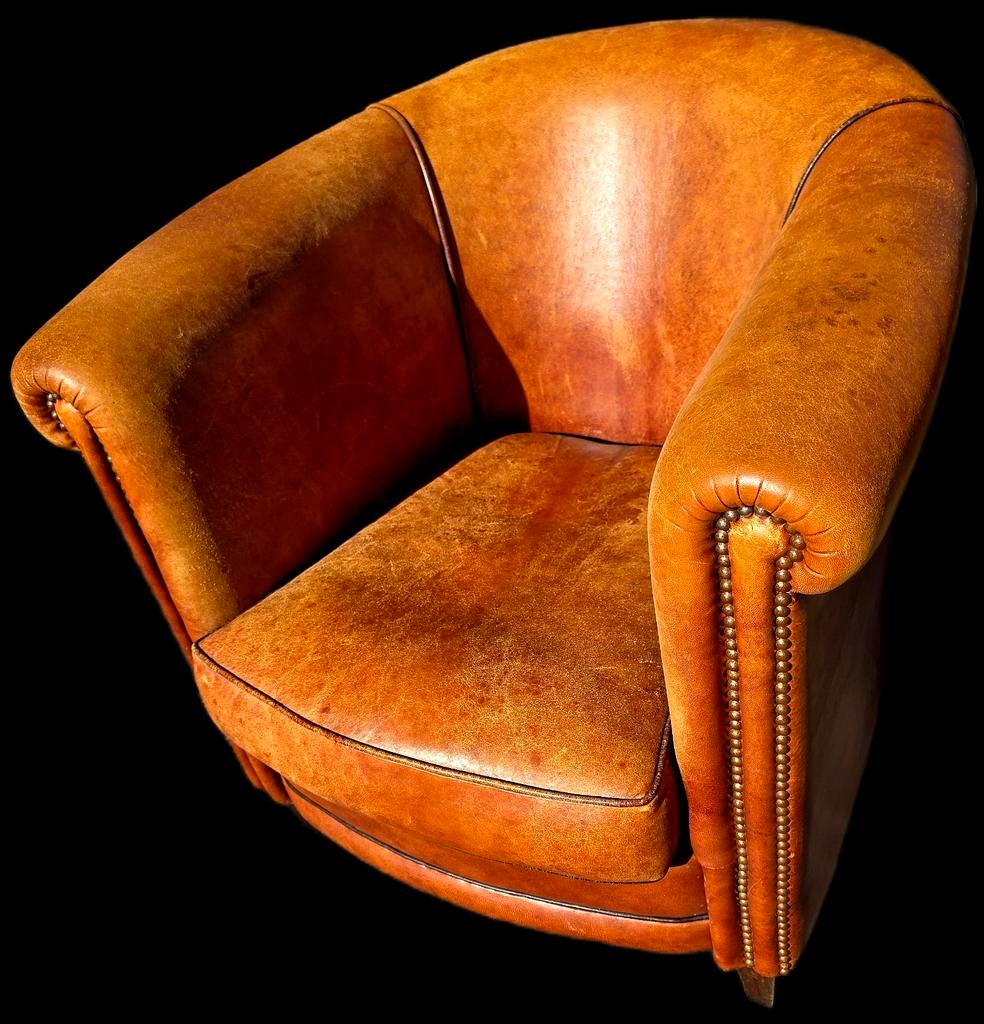 Schapenleren fauteuil club model + BEZORGING GRATIS, Ophalen of Verzenden