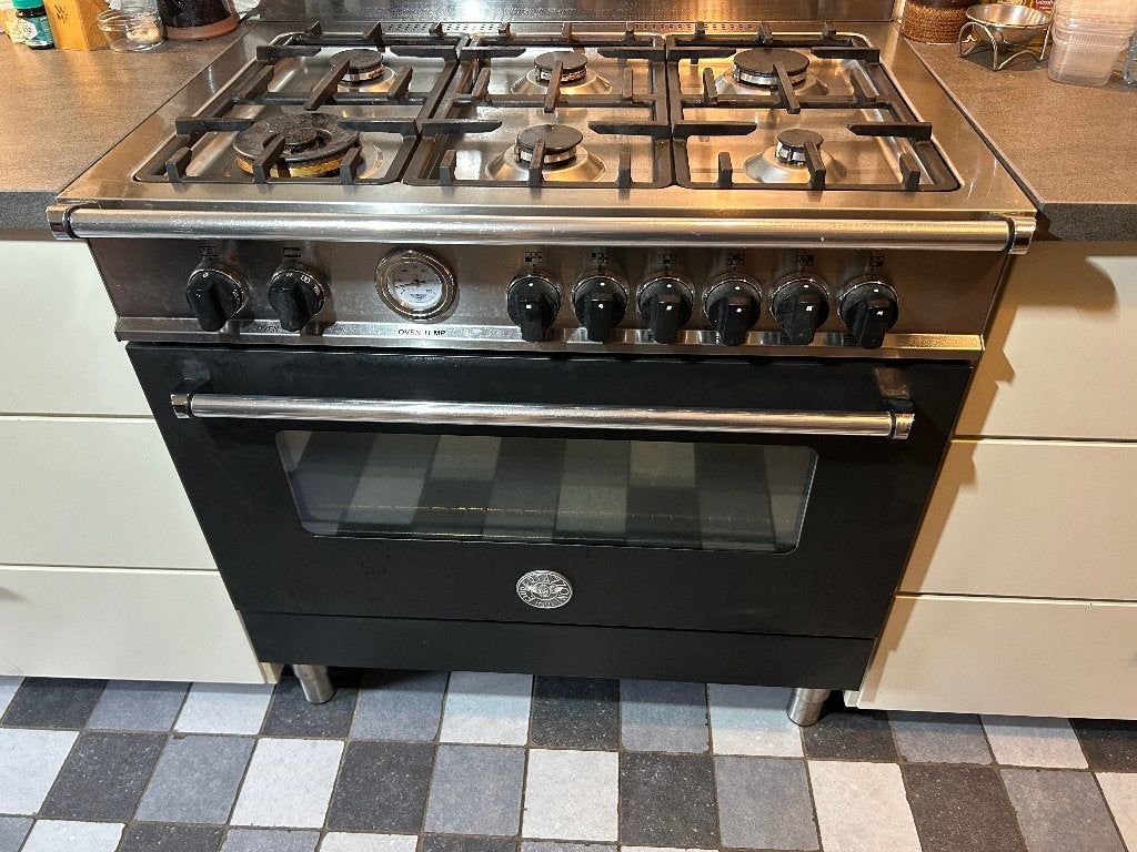 90 cm vrijstaand fornuis, Ophalen, Gebruikt, 60 cm of meer, Grill