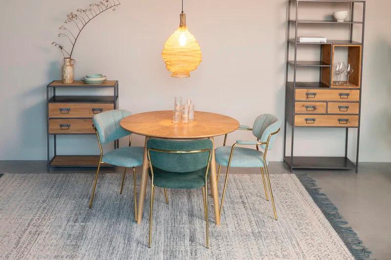 Eetkamerstoelen Jolien groen goud 2 met 2 zonder armleuning, Overige kleuren, Ophalen of Verzenden, Zo goed als nieuw, Vier