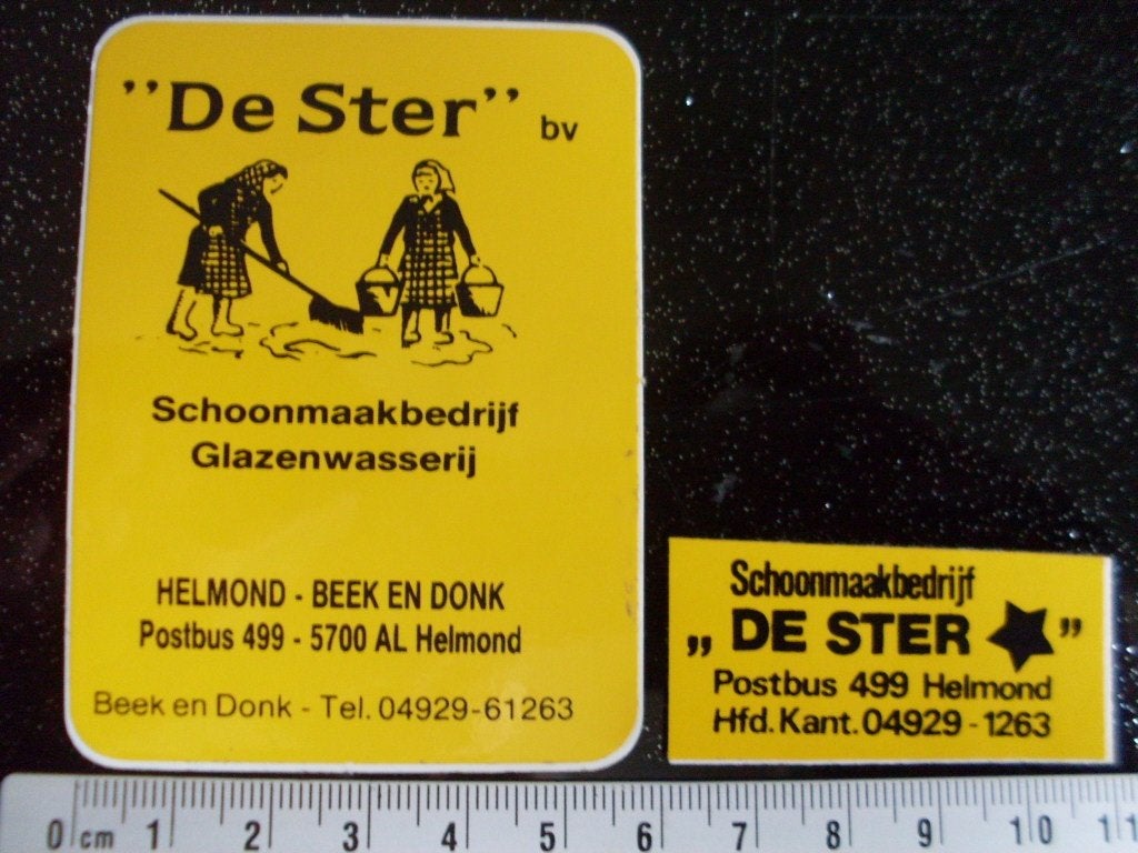 2x sticker schoonmaakbedrijf de ster helmond logo, Verzenden, Zo goed als nieuw, Bedrijf of Vereniging