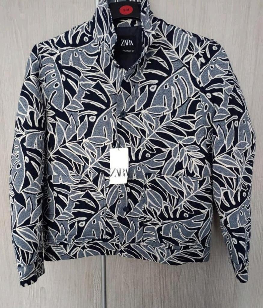 Nieuwe Zara jas met bladprint - Maat XL, Zara, Blauw, Ophalen of Verzenden, Maat 56/58 (XL)