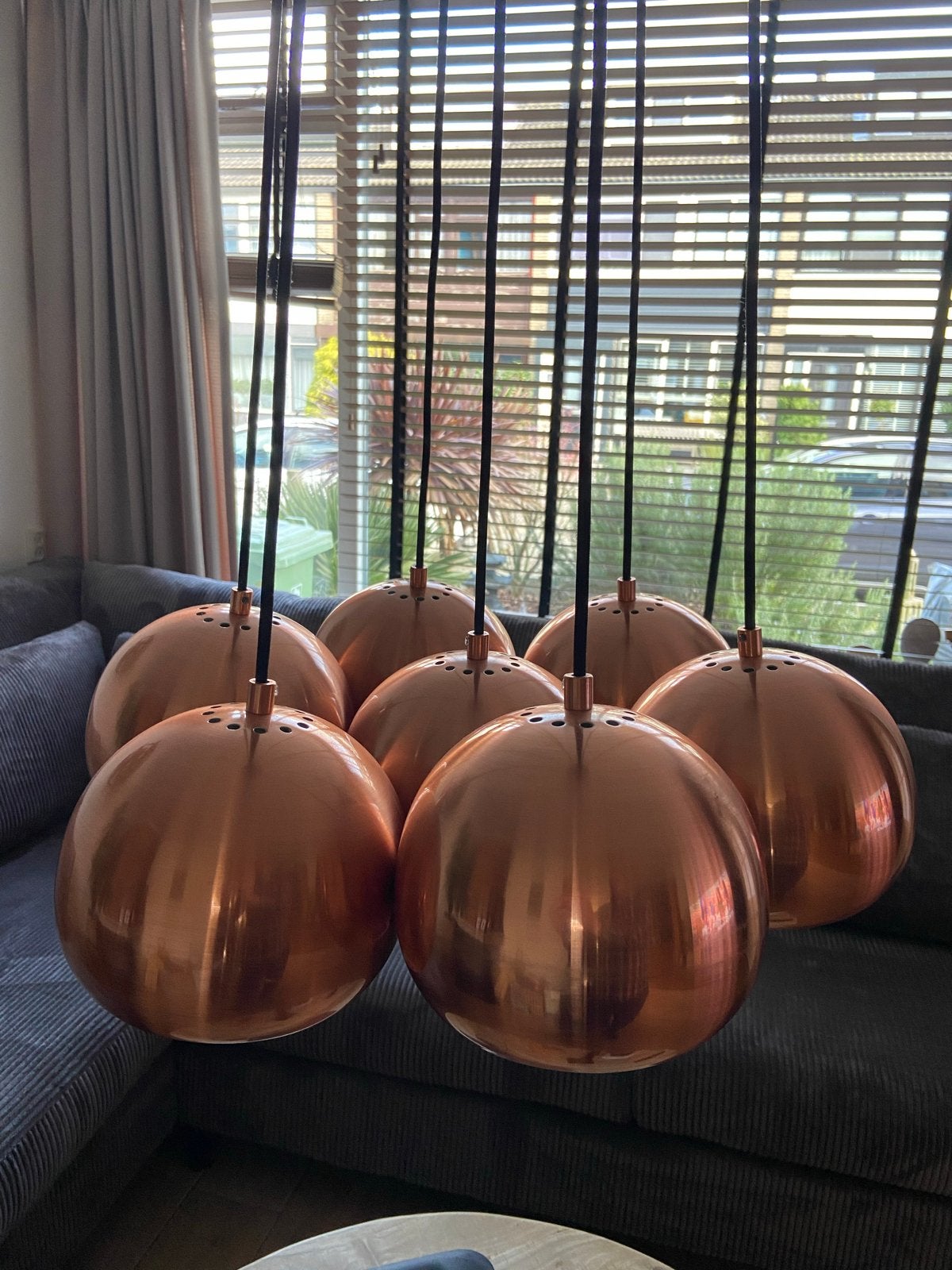 Koperen Hanglamp Cluster 7 - Modern Design, Ophalen, Zo goed als nieuw, Metaal, 75 cm of meer