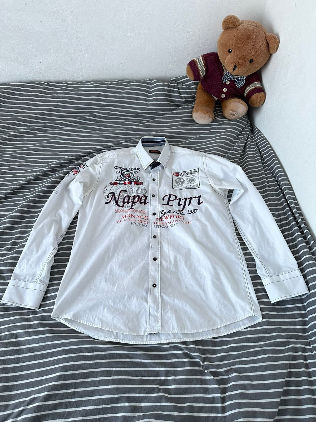 Zeldzaam Napapijri overhemd, Kleding | Heren, Overhemden, Wit, Zo goed als nieuw, Napapijri, Halswijdte 39/40 (M)