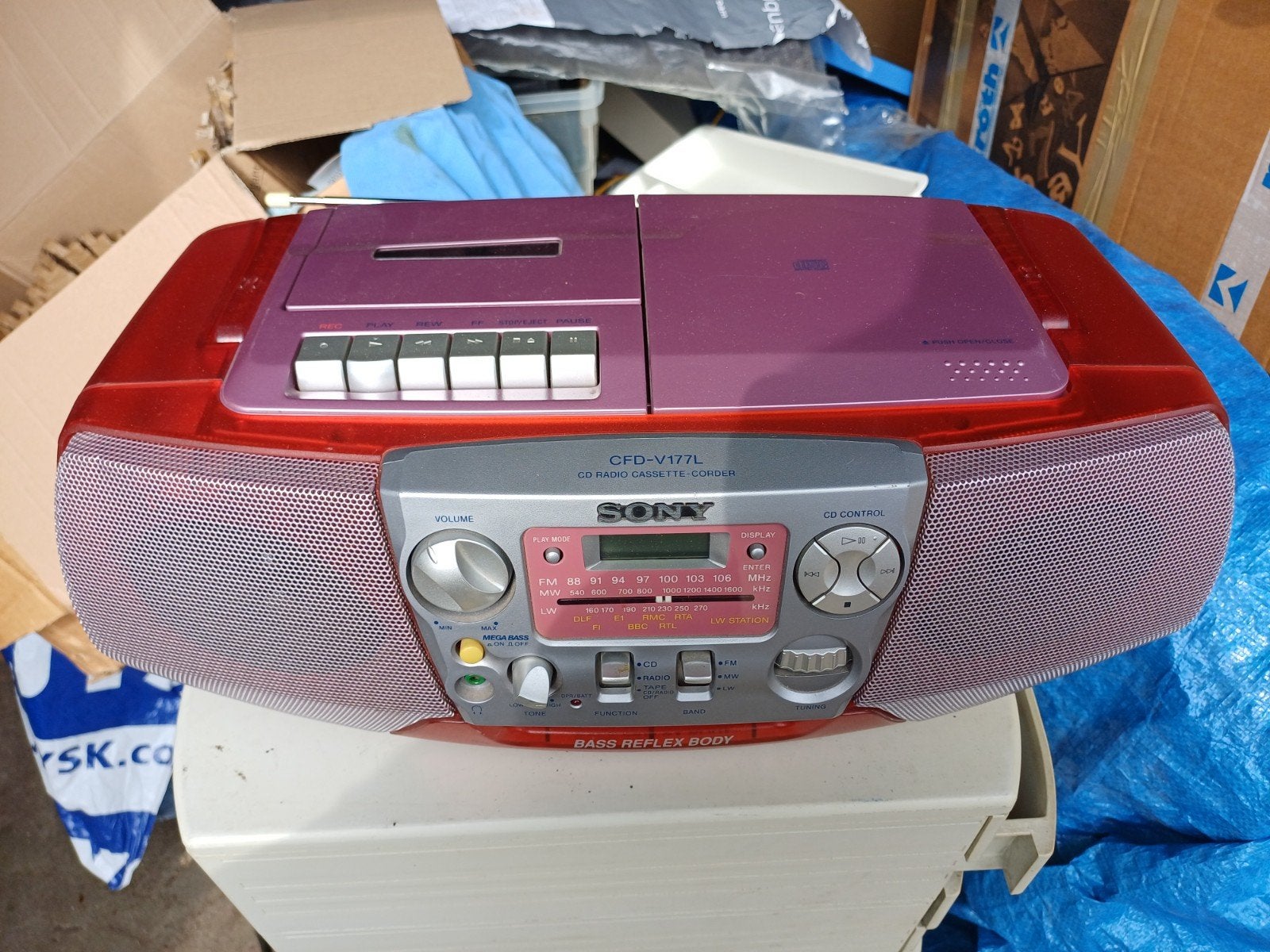 Sony CFD-V177L CD Radio Cassette Corder - Rood/Roze, Ophalen of Verzenden, Gebruikt, Radio, Met cd-speler