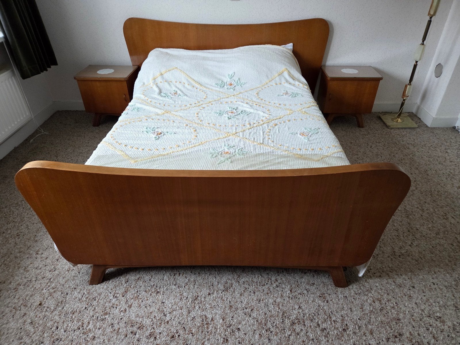 Vintage retro mid century jaren 50 60 bed, twijfelaar, Ophalen, Huis en Inrichting