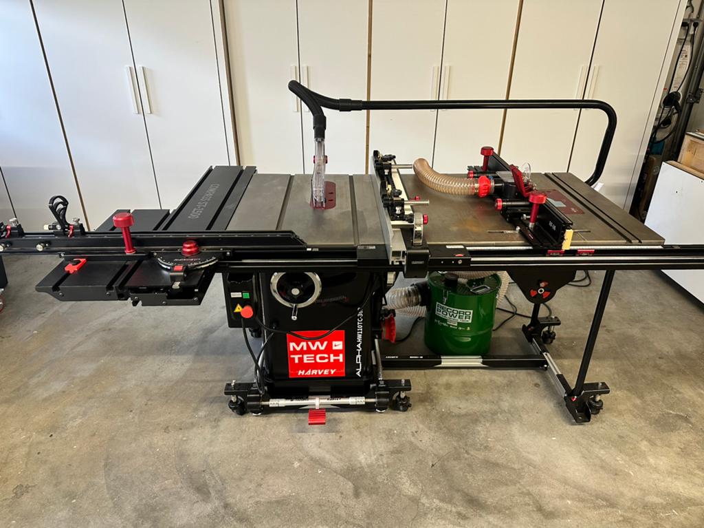 Complete Harvey zaag en frees tafel, Ophalen, 70 mm of meer, Zo goed als nieuw, Afkortzaag