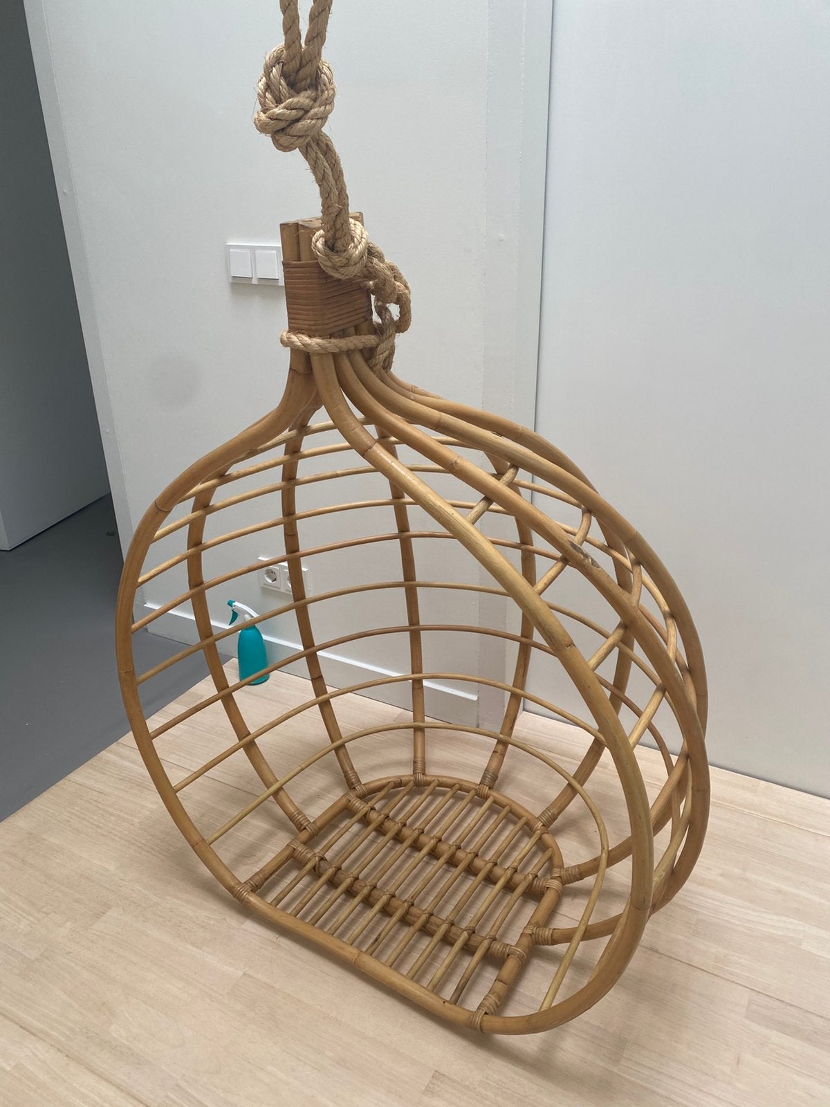 Hangstoel rotan bamboe met touw, Ophalen, Zo goed als nieuw, Rotan