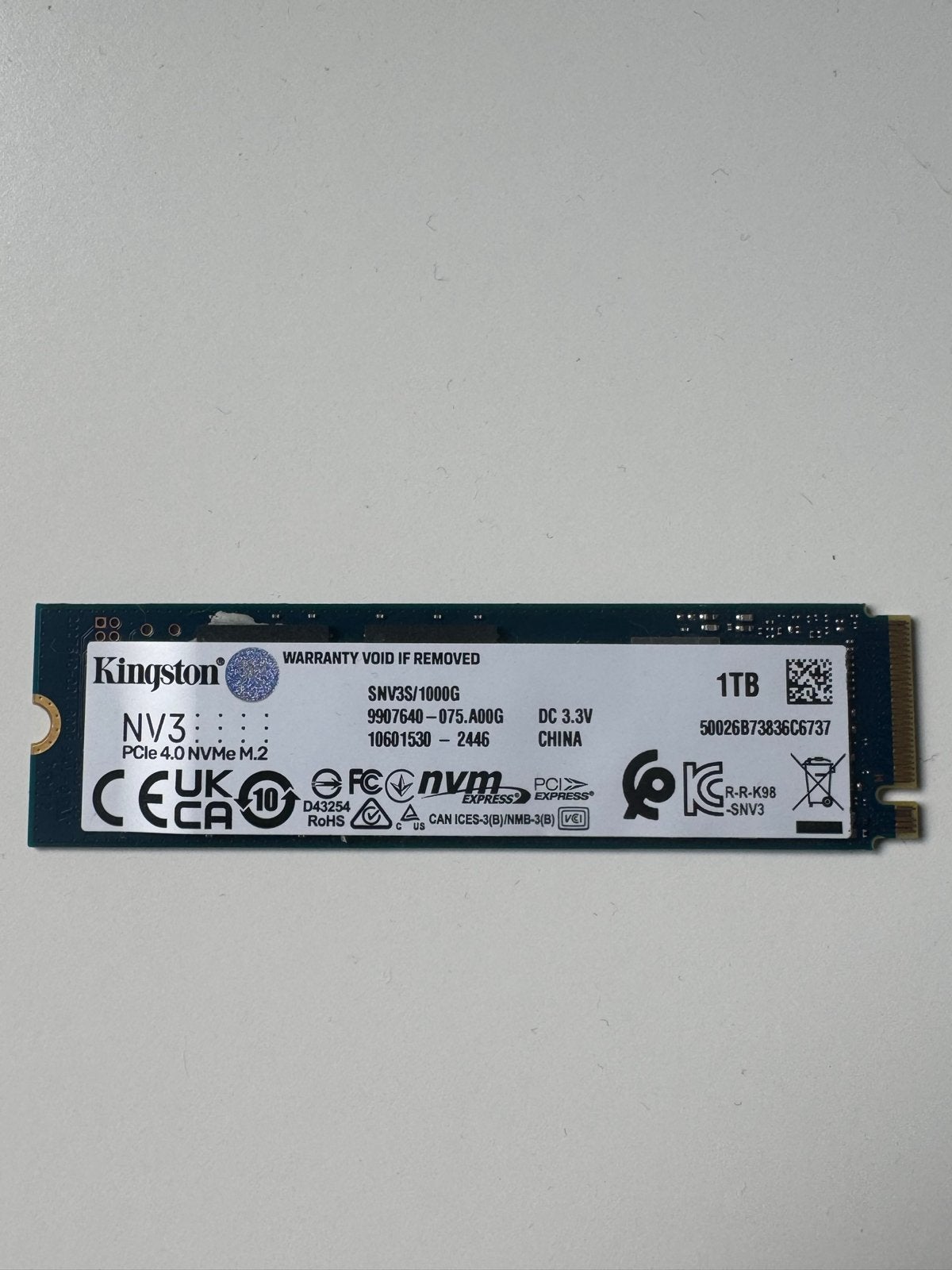 Kingston NV3 NVMe PCIe 4.0 M.2 SSD 1TB, Computers en Software, Ophalen, Intern, Server, Zo goed als nieuw