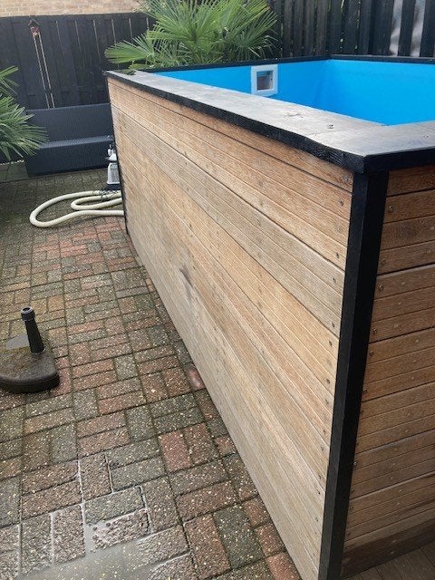 Zwembad 287x158x121 cm met houten ombouw – klusproject, Tuin en Terras, Zwembaden, 120 cm of meer, Gebruikt, Ophalen of Verzenden
