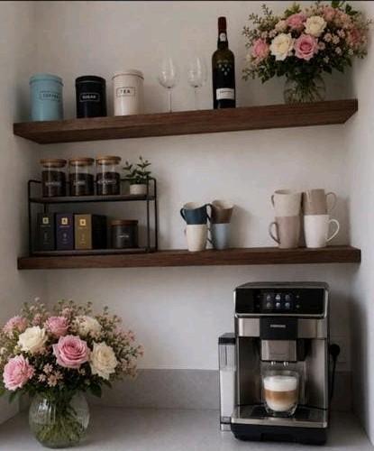 Wandplanken voor koffiehoek nisplanken op maat eiken noten, Ophalen of Verzenden, Nieuw