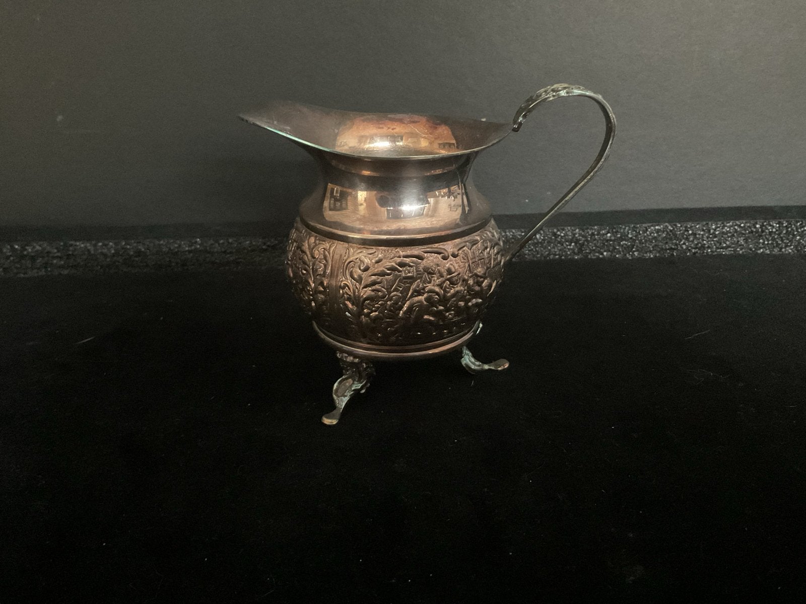 Antiek Verzilverd Melkkannetje met Reliëf, Ophalen of Verzenden