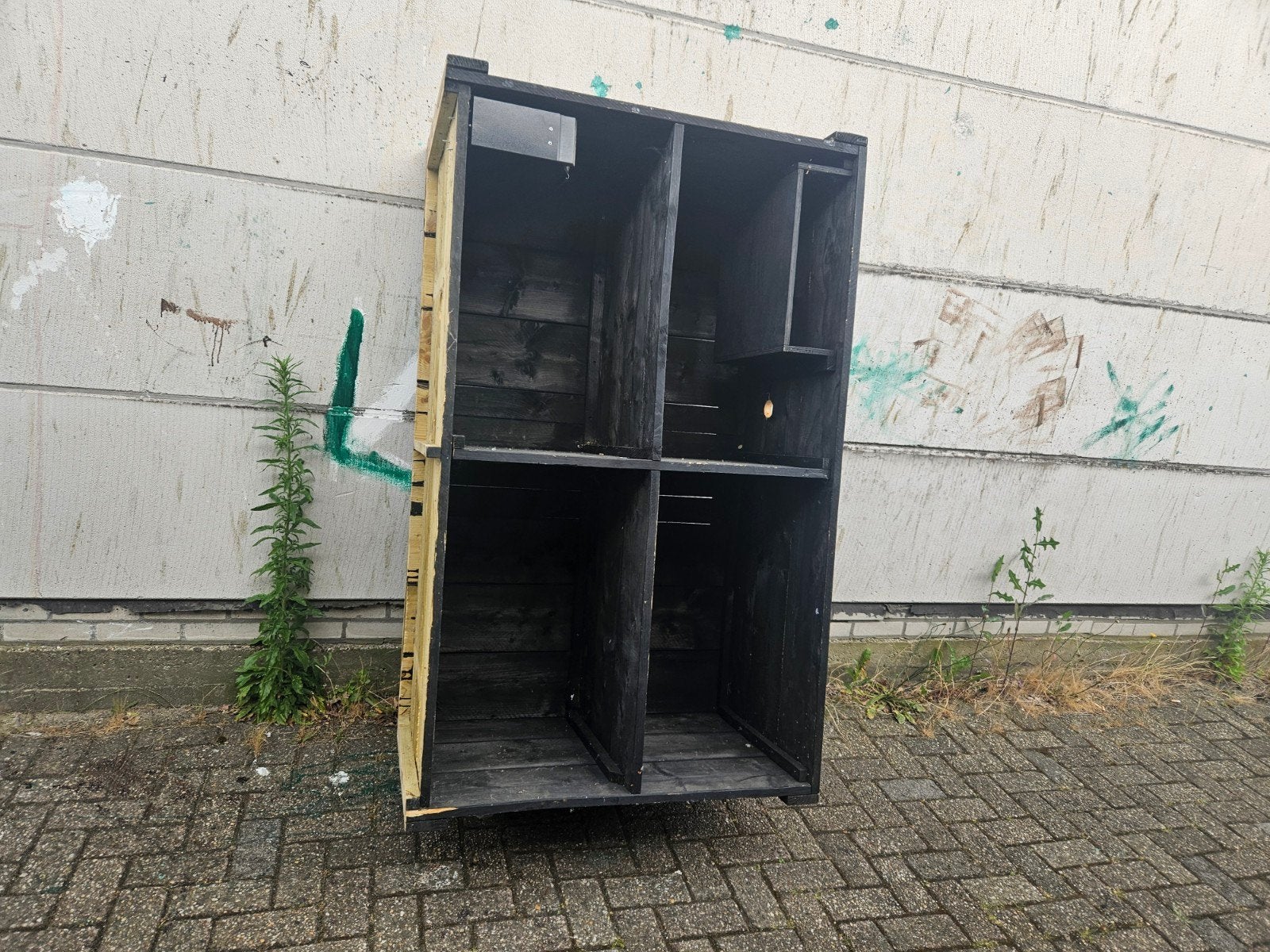 Steigerhouten balie / kast - Zwart gebeitst, Ophalen