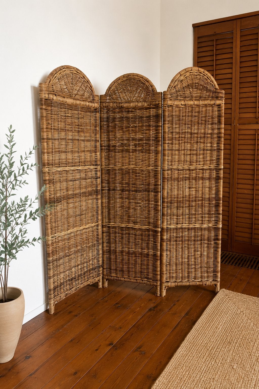 Vintage rotan kamerscherm - 3 panelen, Ophalen, Zo goed als nieuw